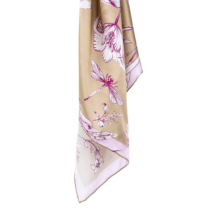 90 x 90cm Clavelinas Beige Scarf for wholesale by Florentina Fischer