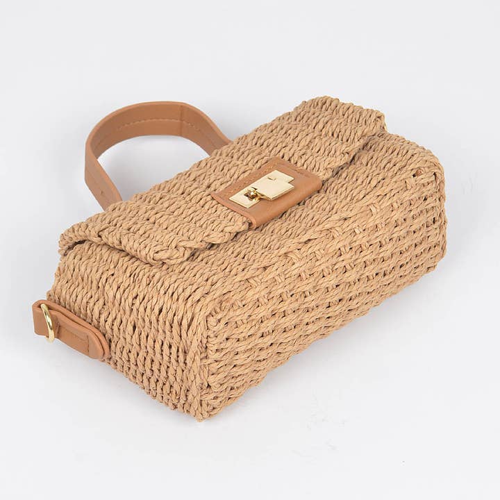 KH Faux Straw Top Handle Bag for wholesale on Faire