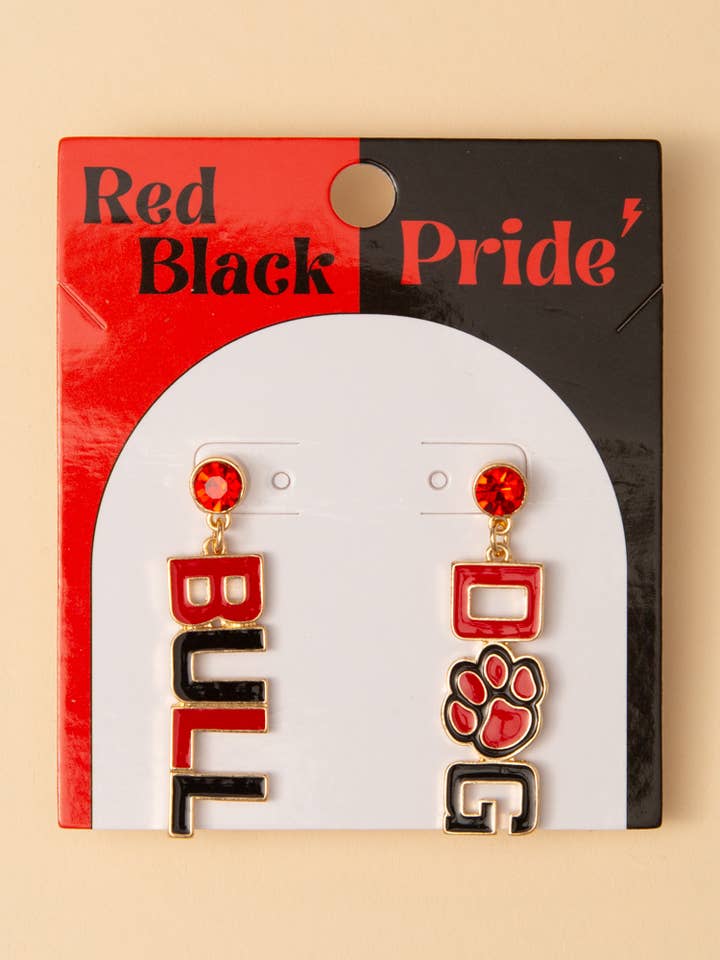 Game Day "Bulldog" Post Dangle Enamel Earrings for wholesale by SP Sophia Collection