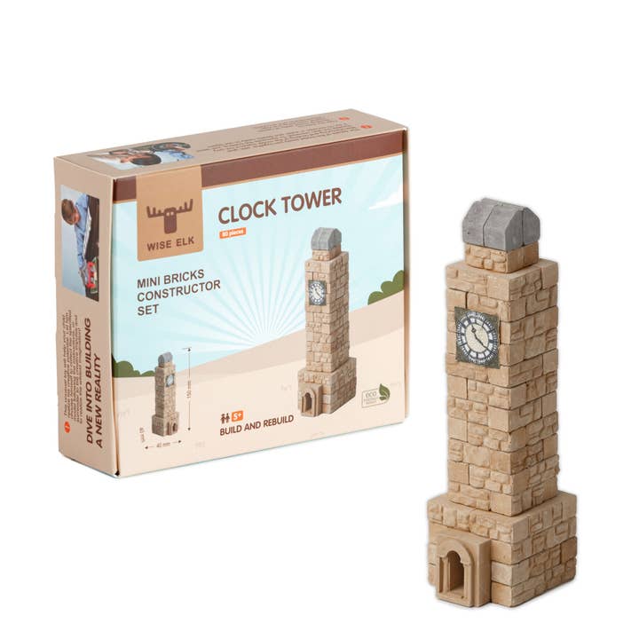 Clock Tower - made of mini bricks - Wise Elk for wholesale by HARMANDI
