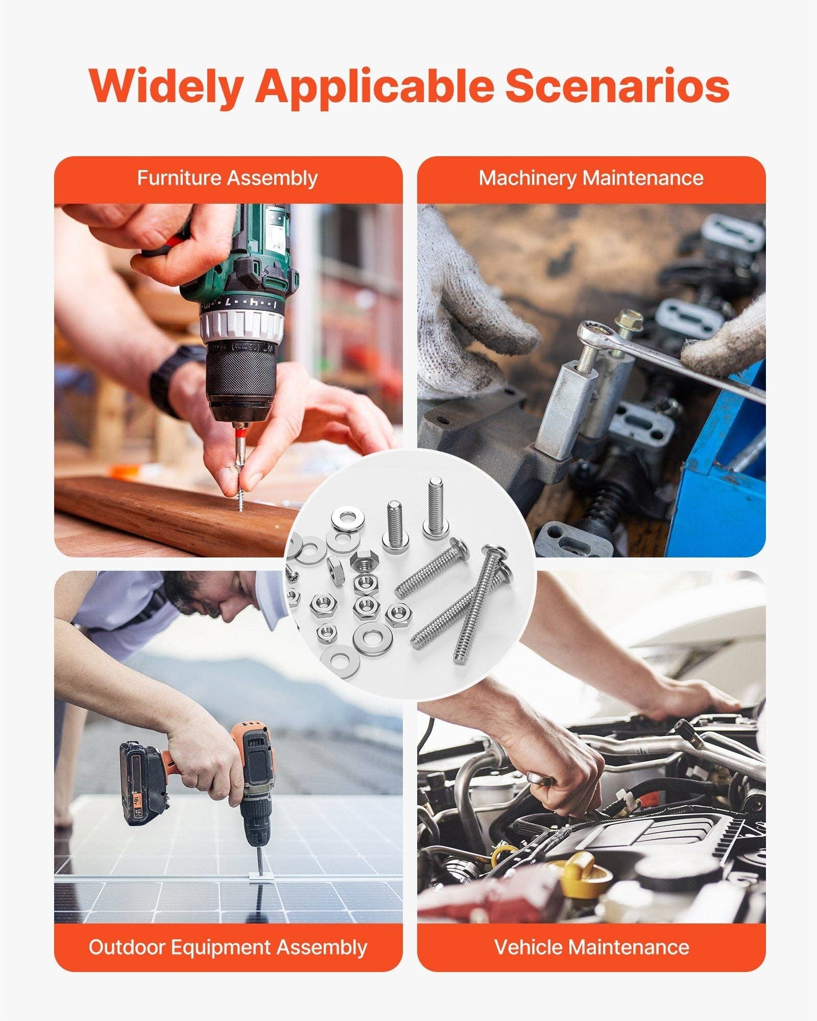 Naomi's Happy Place Shop - Wholesale Craft Tool - 1110 Pcs Bolts Nuts Assortment Kit Imperial Stainless Steel for Furniture5