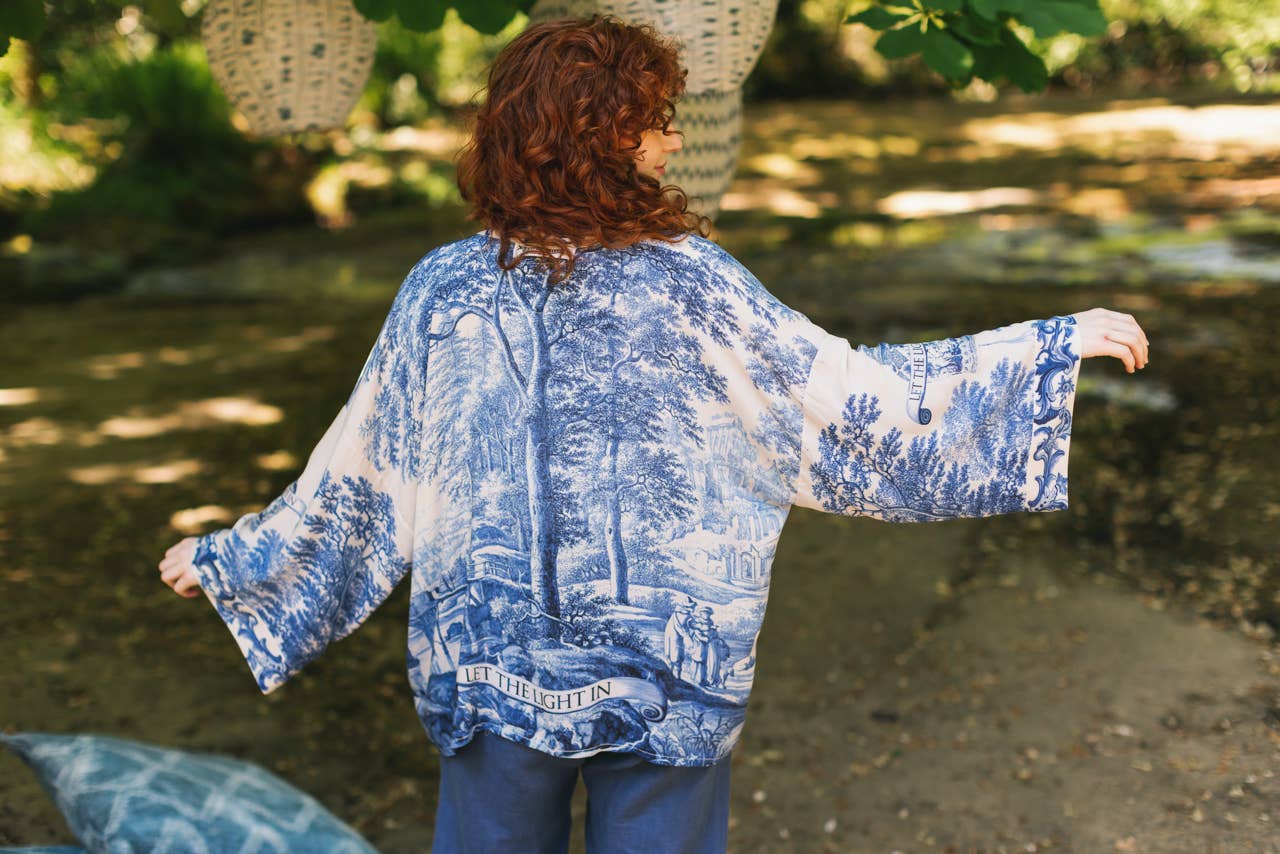 Market of Stars (USA) - Wholesale Kimono - Women's - Let The Light In Pixie Duster Cropped Kimono w/ Delft Print10