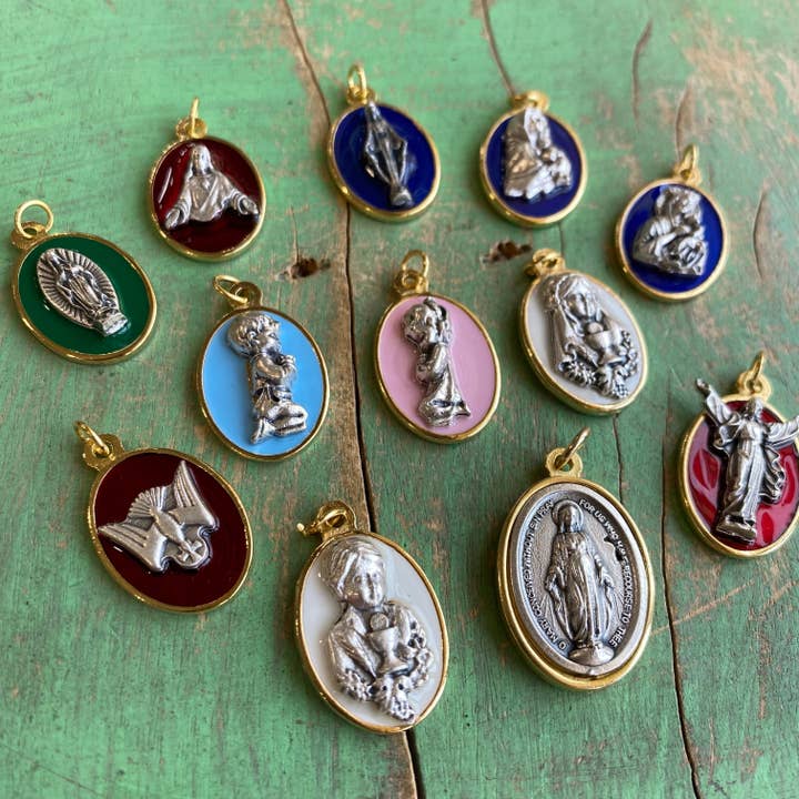 Love and Honor Jesus LLC - Wholesale Individual Charm/Pendant - Enamel Italian Medal Devotional Medals