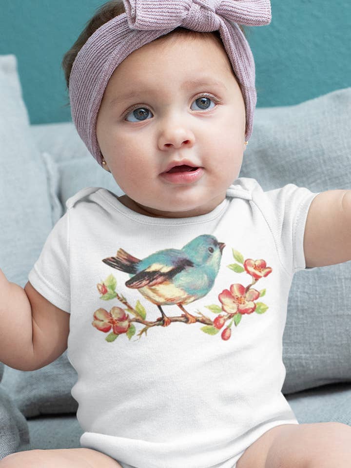 Body une pièce pour bébé Bluebird on Cherry Branch pour la vente par Acme. Baby Co. LLC