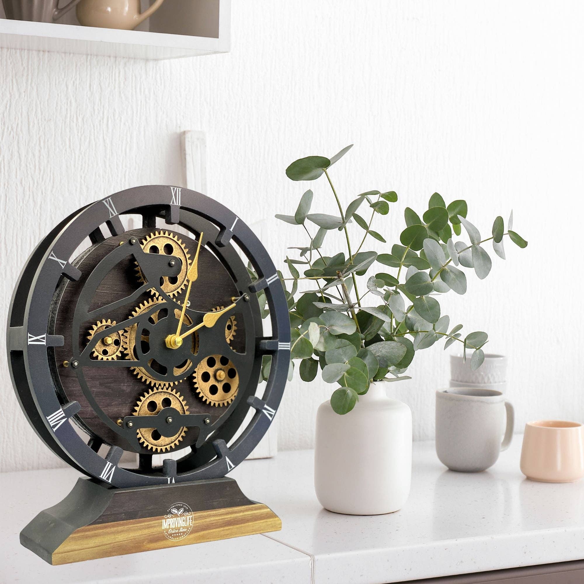 The Gears Clock - Wholesale Desk Clock - CANADA LINE DESK/WALL CLOCK 10 INCH VINTAGE BLACK14