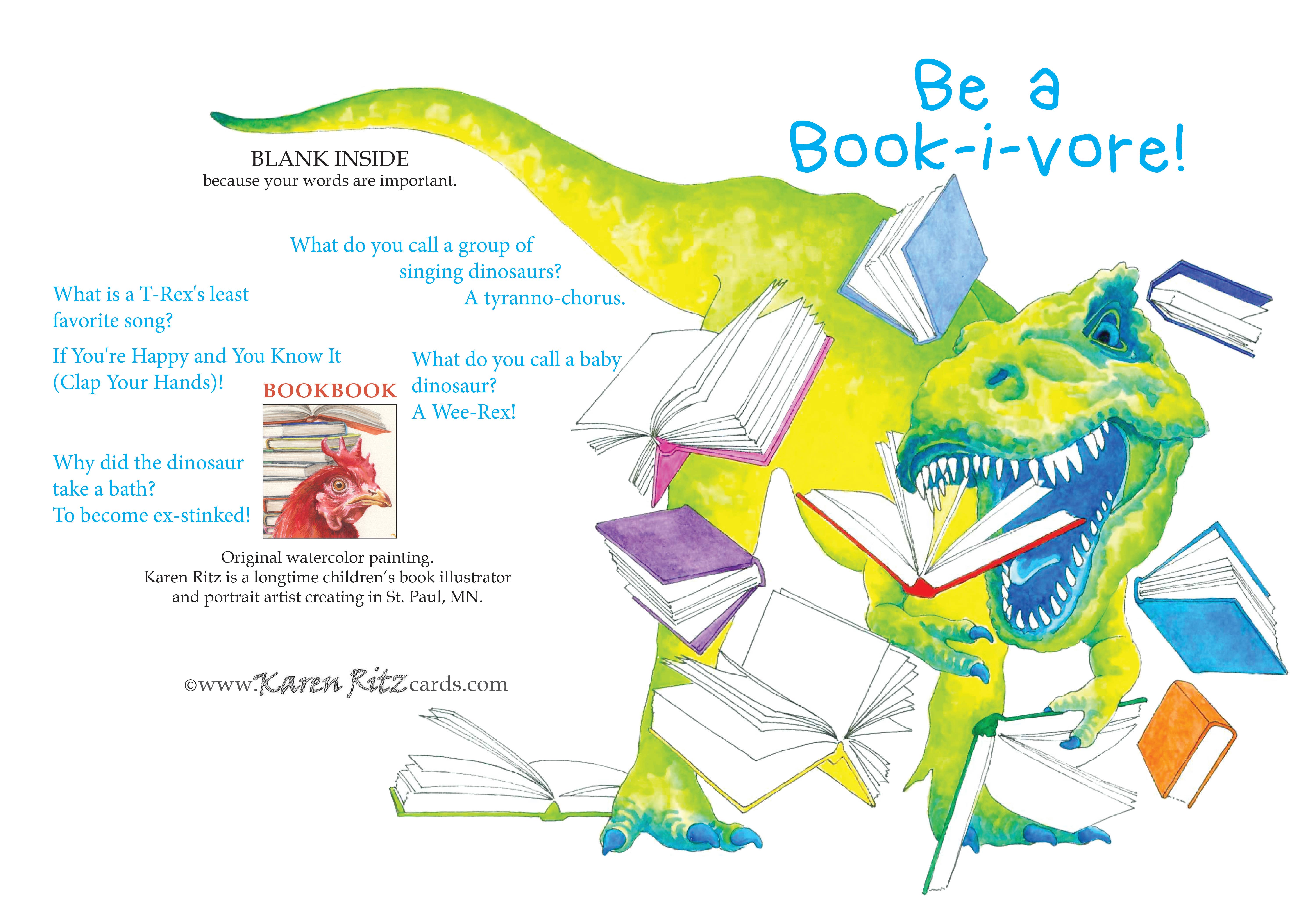 Karen Ritz Cards - Wholesale Everyday Greeting Card - Be a Book-i-vore Book Fun Notecard1