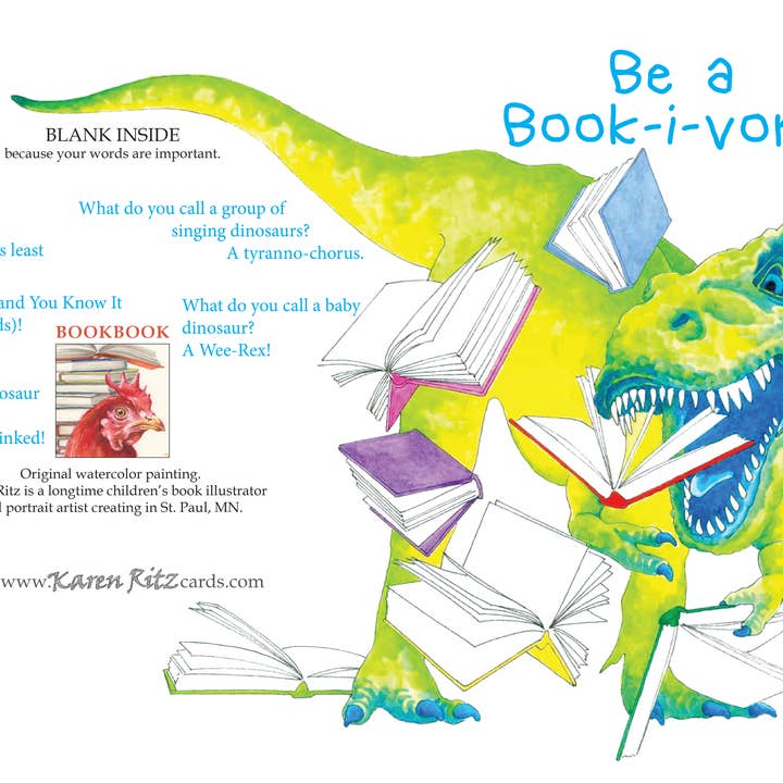 Karen Ritz Cards - Wholesale Everyday Greeting Card - Be a Book-i-vore Book Fun Notecard1