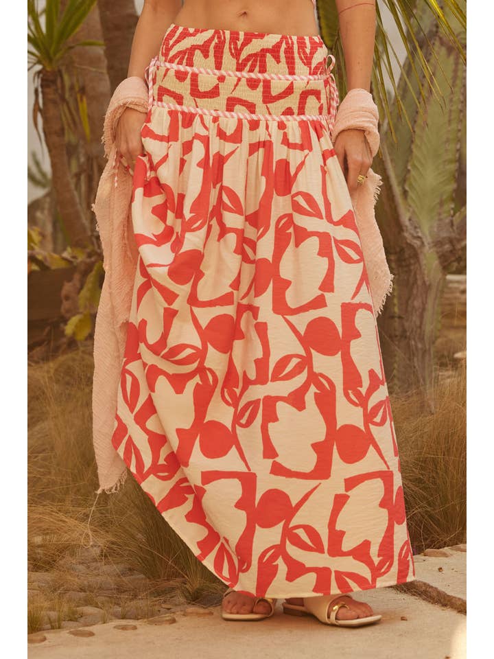 Promesa USA - Vendita all'ingrosso Gonna - Donna - Gonna lunga a balze con stampa floreale astratta1