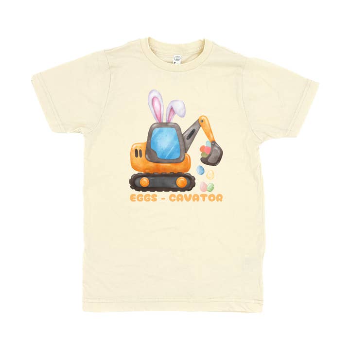 T-shirt pour enfants de Pâques Tracteur Eggs-cavator pour la vente par Sage & Soil