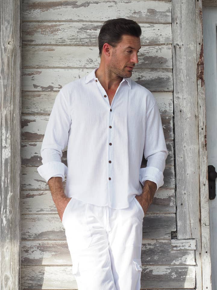 Cotton Natural - Wholesale Button Down Shirt - Men's - Vega Shirt