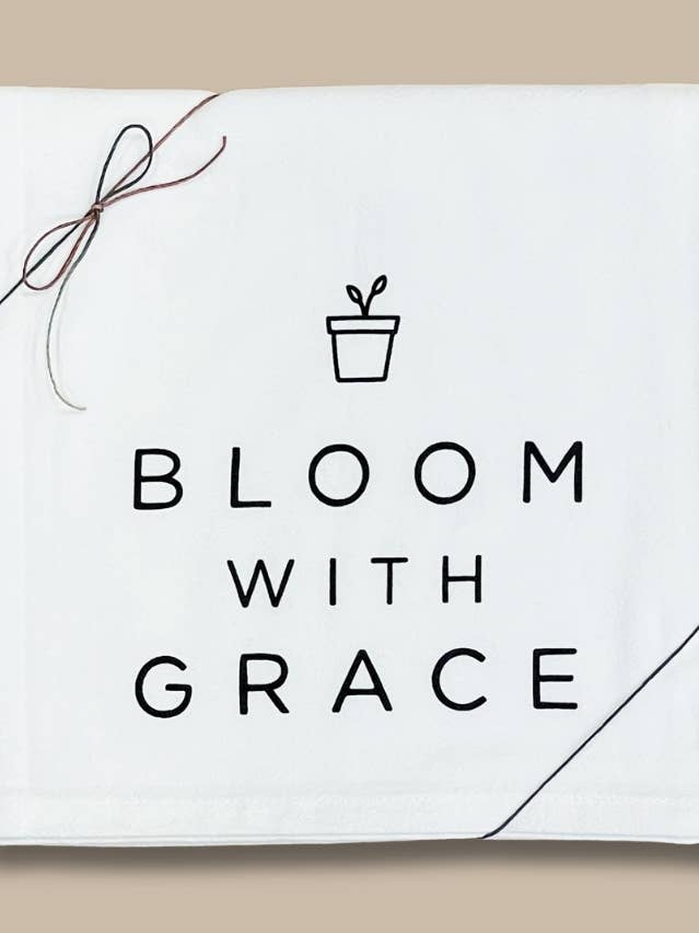 Bloom with Grace Flour Sack theedoek voor wholesale door Smiles + Heart