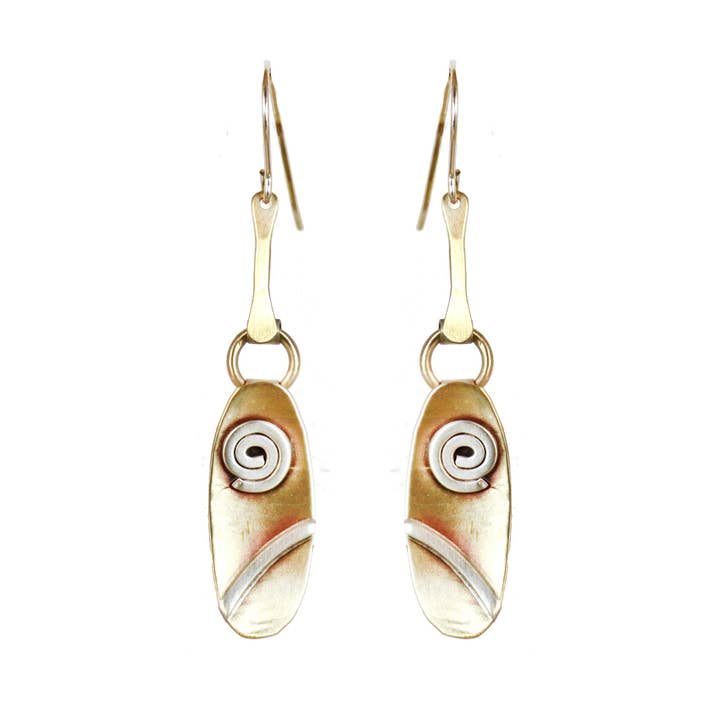 Minimalist Light Weight Sterling and Brass Dangle Earrings for wholesale by Whitney Designs Ltd.