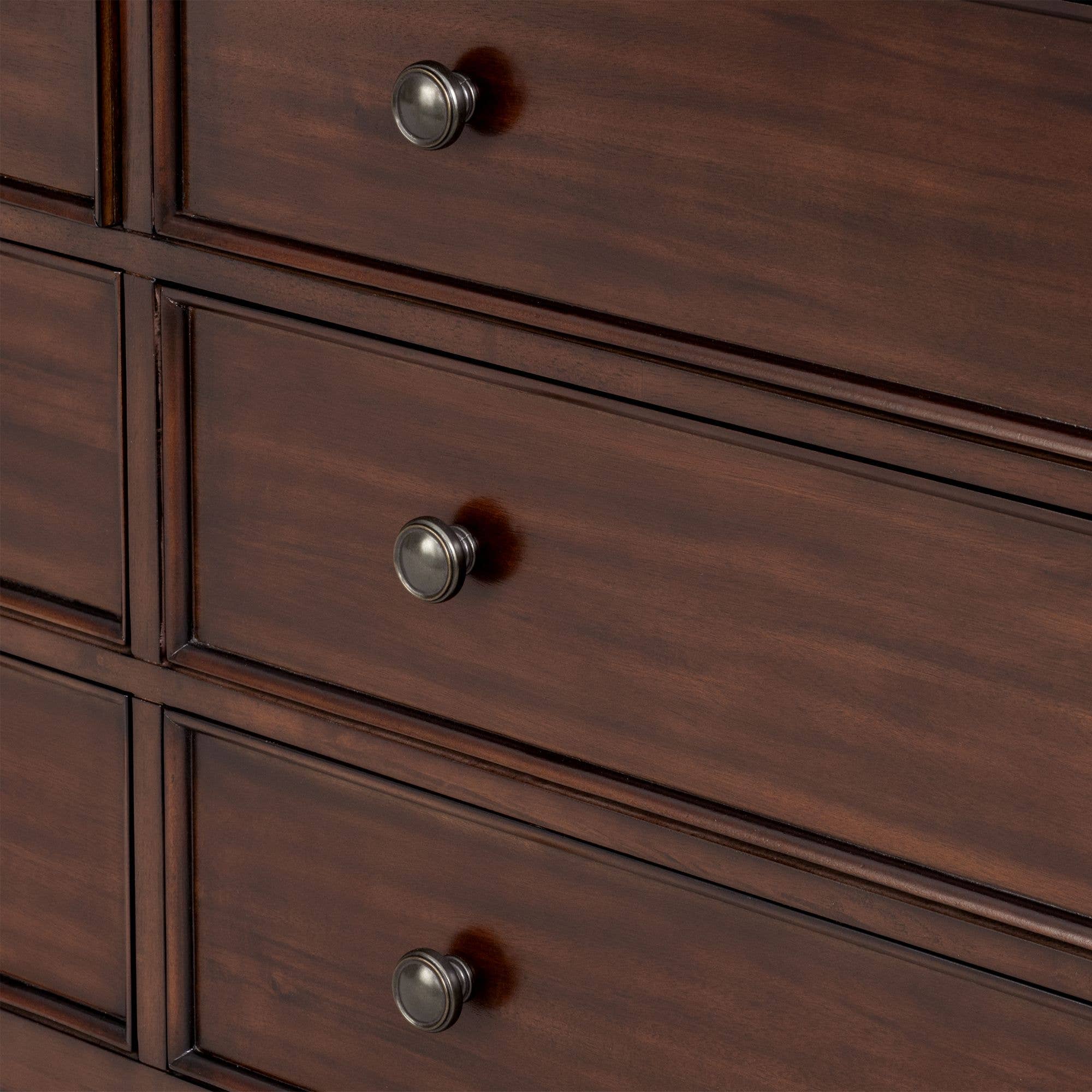 Olliix - Wholesale Cabinet - 70"W 6-Drawer Large Spindle Wood Dresser, Morocco Brown *10