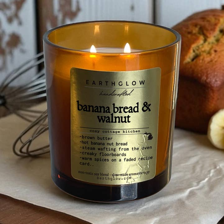 Banana Bread + Walnut | 10.75 oz Soy Blend Candle for wholesale by Earthglow