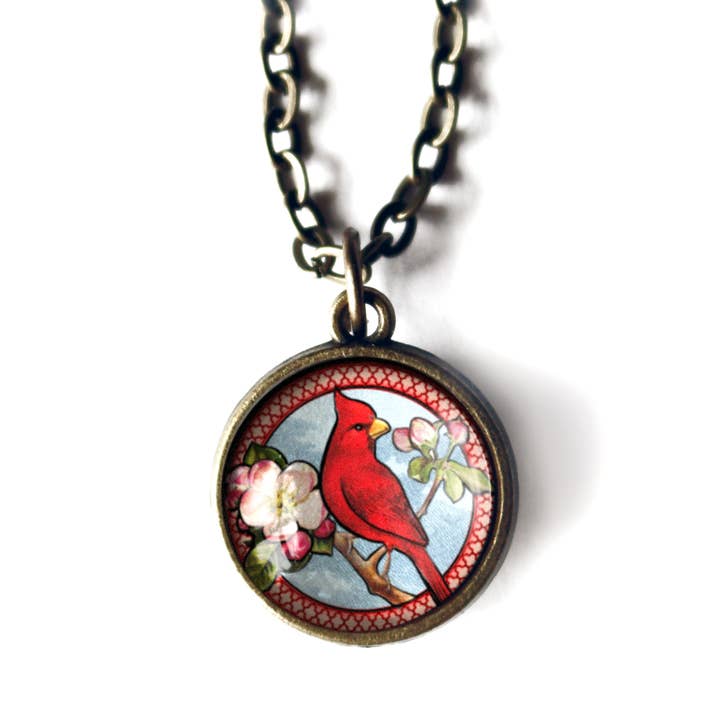 The Divine Iguana - Wholesale Pendant/Charm Necklace - Cardinal Simple Reversible Cottagecore Pendant Necklace