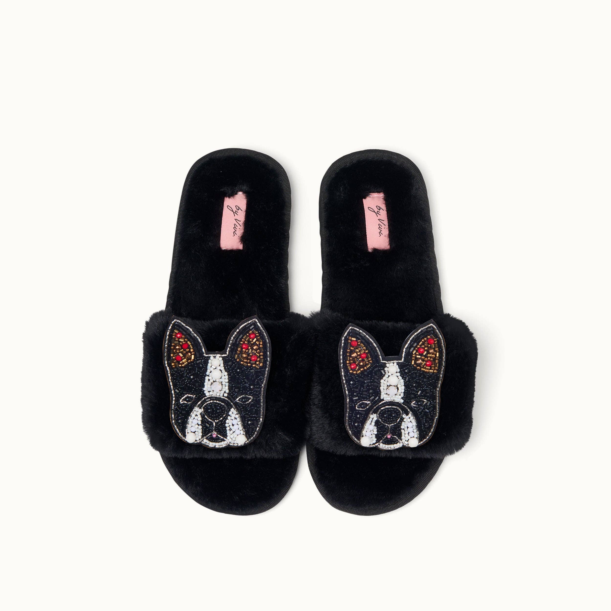 by Vivi. – Großhandel Hausschuhe – Damen – Broschenpaar für Slipper: Bulldogge4