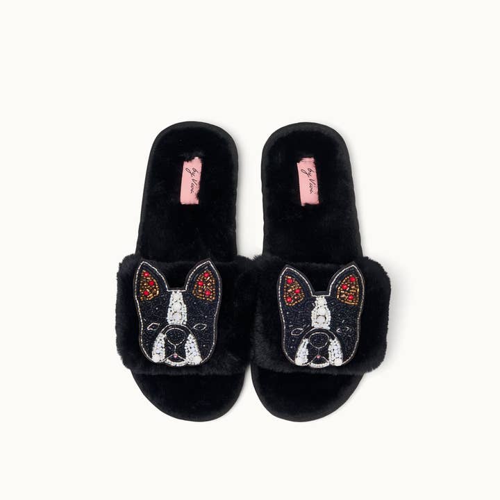 by Vivi. – Großhandel Hausschuhe – Damen – Broschenpaar für Slipper: Bulldogge4