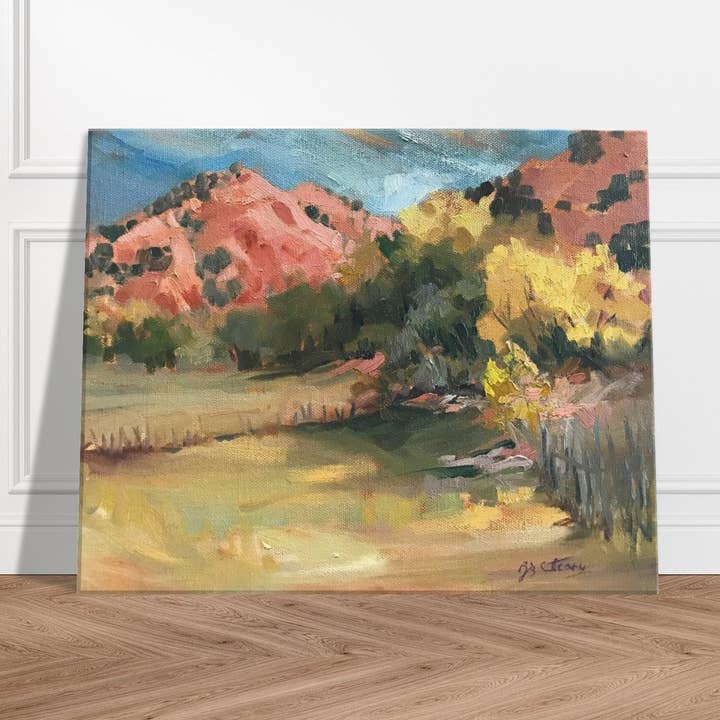 Chimayo Weiden: Ruhiger Südwesten Landschaft I 16x20 Zoll Kunstdruck auf Leinwand I Originalkunstwerk der amerikanischen Künstlerin Barbara Cleary für den Großhandel von Barbara Cleary Designs