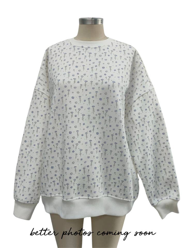 Ditsy Blue Floral Sweatshirt for wholesale on Faire