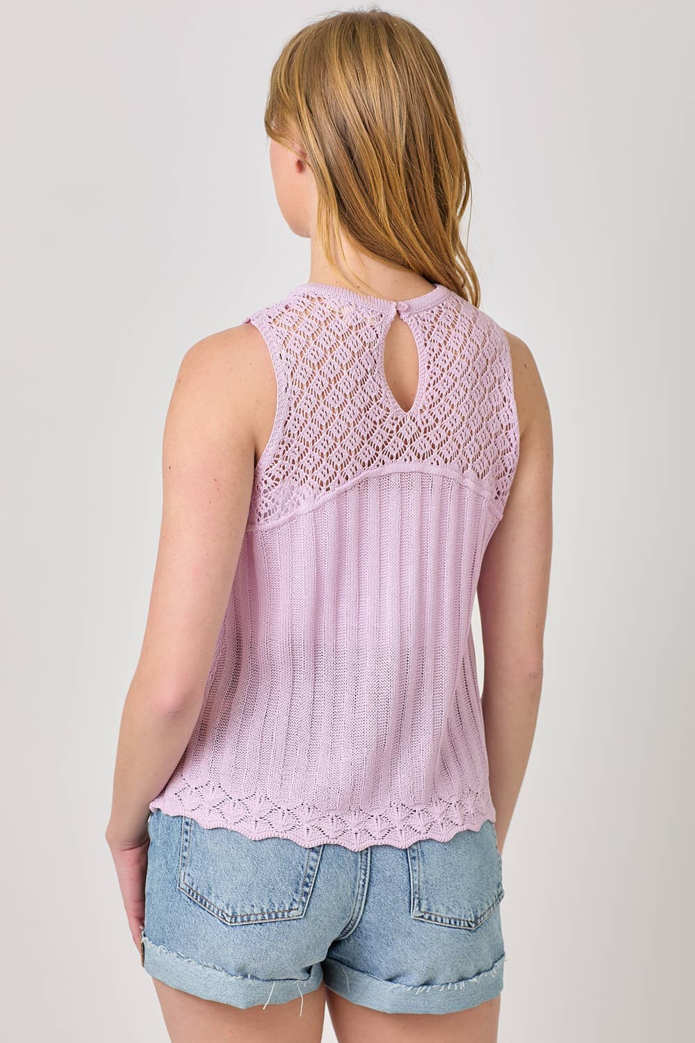 Mystree - Wholesale Knit Top - Women's - 60948 Crochet Yoke Sleeveless Sweater Top 18