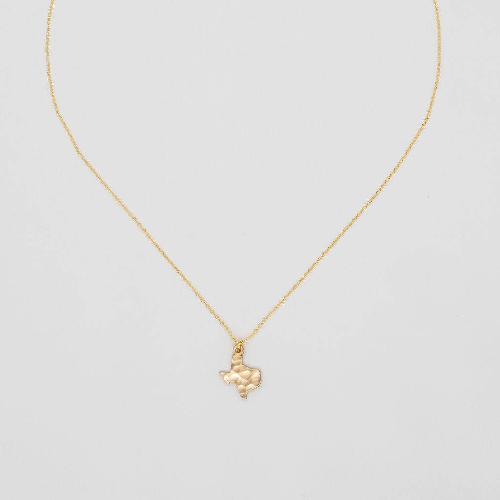 Brenda Grands Jewelry - Wholesale Pendant/Charm Necklace - 24K Gold Hammered Texas Pendant Necklace2