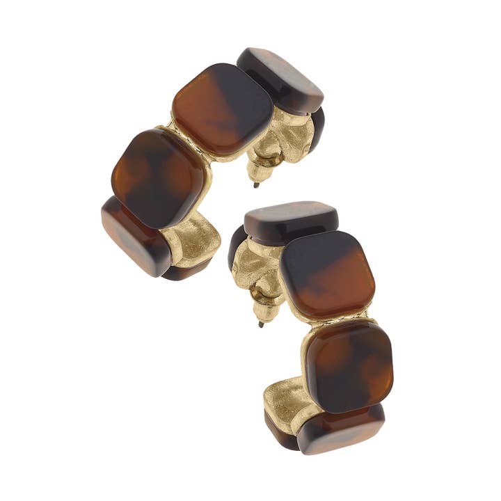 Canvas Style - Venta al por mayor Pendientes de aro - Aros tipo argolla Jess Tortoise en oro desgastado