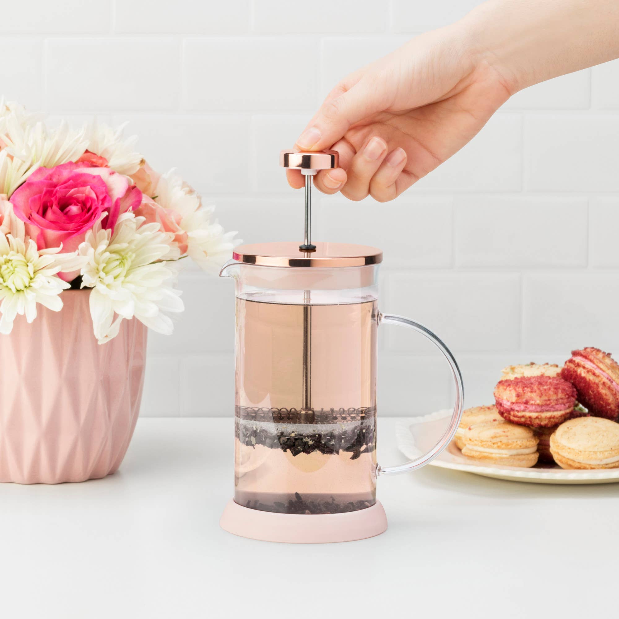 Pinky Up - Wholesale Tea Pot - Riley™ Glass Portable Mini Coffee and Tea Press Pot 12oz4