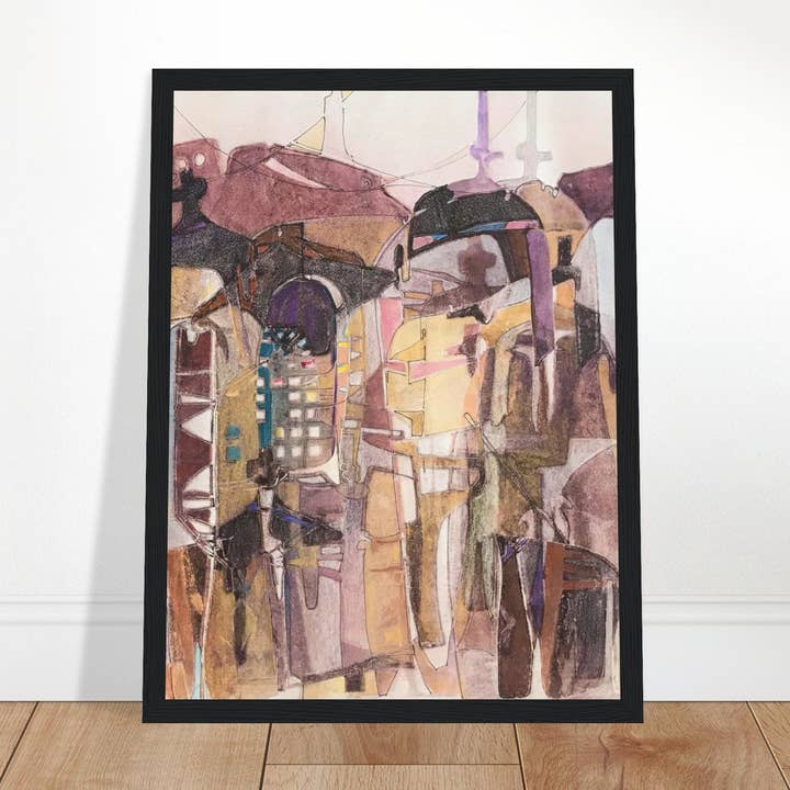 'San Francisco De Asís #2' Abstracto I Impresión de Arte enmarcada en Madera de 12x16 pulgadas I Obra Original de la Artista Americana Barbara Cleary para venta al por mayor de Barbara Cleary Designs