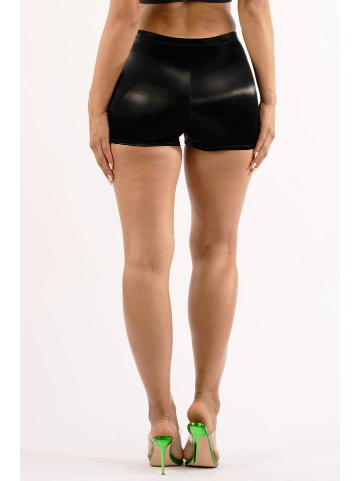 K Too - Wholesale Shorts – Women’s - Velvet PU high waisted shorts1