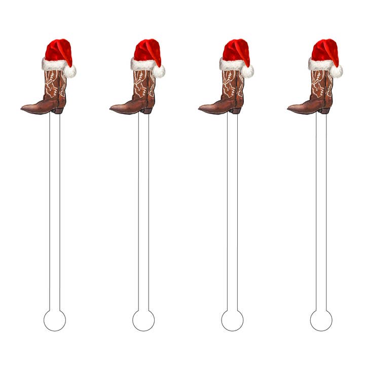 CHRISTMAS COWBOY BOOTS ACRYLIC STIR STICKS for wholesale by XO ACRYLICS | ACRYLIC STICKS