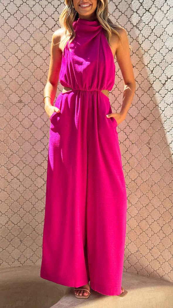 Lily Clothing - Wholesale Jumpsuit - Women's - Vacation chic halter and lace-up jumpsuits4