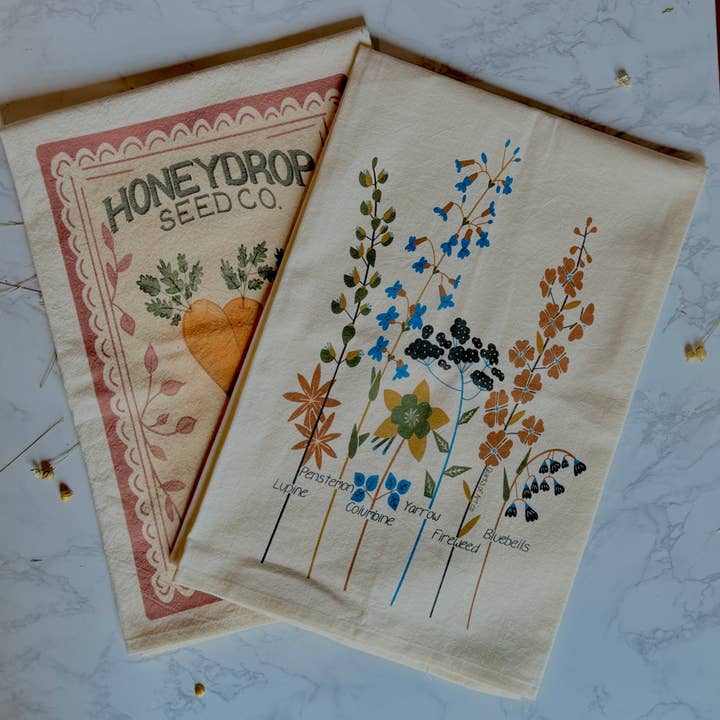 Pano de Cozinha de Algodão | Flores Silvestres | Pacote de Sementes por atacado de Quirks of Art co.