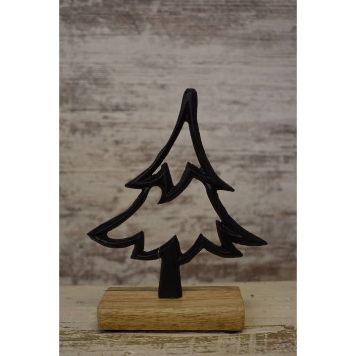 Wholesale Home Decor – Engroshandel Julepynt – Aluminium Sort Hult Træ 5x6.25in