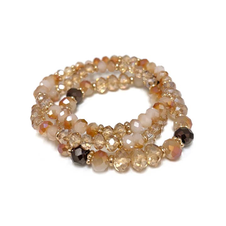 StarryNYC - Wholesale Beaded Bracelet - 3 Row Crystal Glass Beaded Stretch Bracelet4