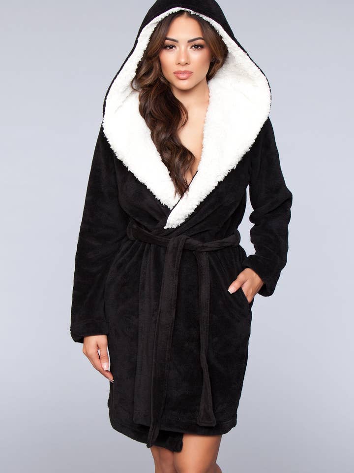 1817 Janet Plush Fleece Color Block Robe for wholesale by BeWicked