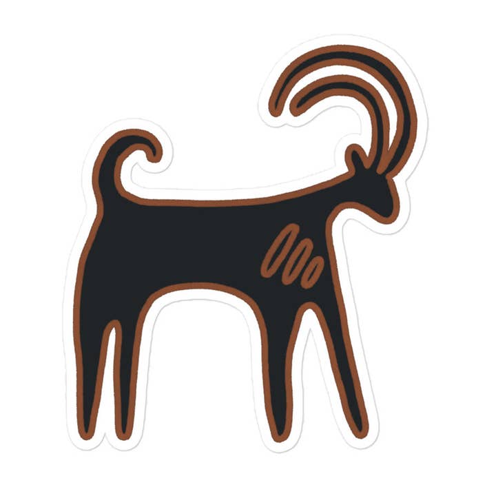 Bubble-free stickers - Petroglyphs - Nubian Ibex for wholesale by The Shamal