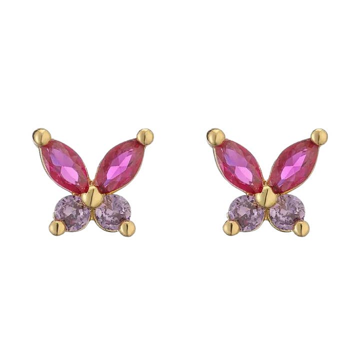 Butterfly allure studs pink-purple for wholesale by Rosies