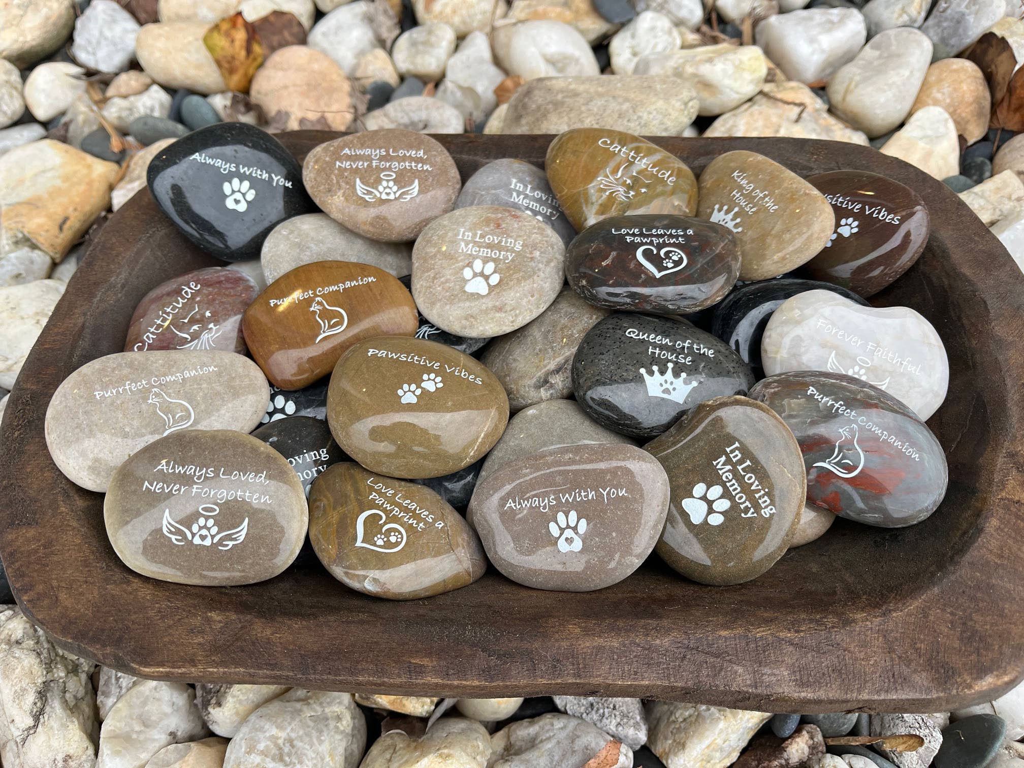 SHOPGIVECOURAGE - Wholesale Spiritual Stone/Crystal - Pet Mementos River Rock Word Stones Display - Large (125)