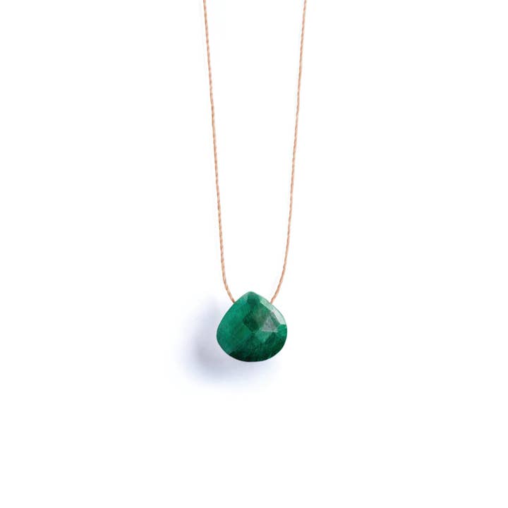 May Emerald Fine Cord Birthstone Necklace for wholesale by Wanderlust Life
