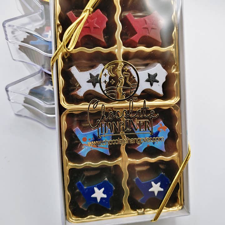 Chocolate Hangover - Wholesale Chocolate Box - Red, White & Blue Texas-shaped Truffles