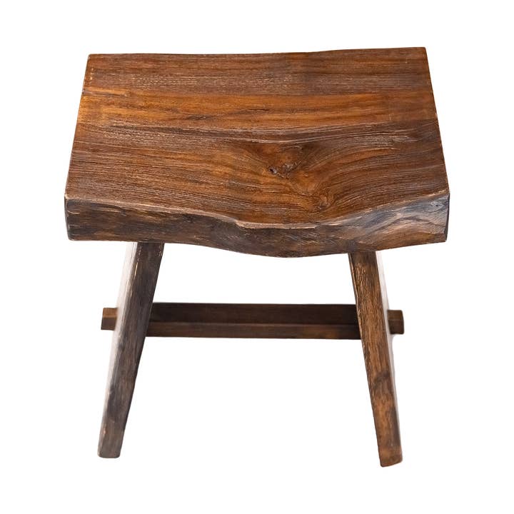 Nordic Teak - Vente Tabouret - Tabouret en teck de style nordique avec assise incurvée3