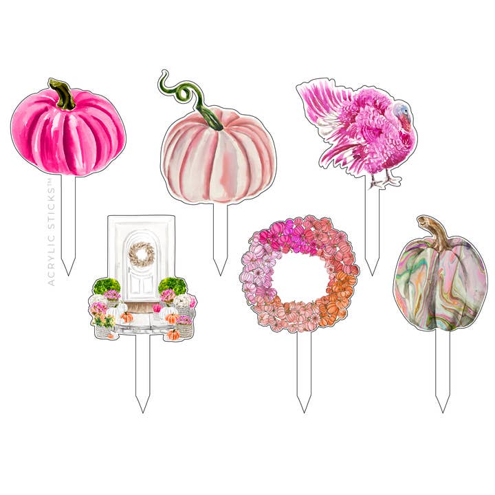 COMBINADO DE PALILLOS DE FIESTA ACRÍLICOS ROSA BONITO DE OTOÑO para venta al por mayor de XO ACRYLICS | ACRYLIC STICKS