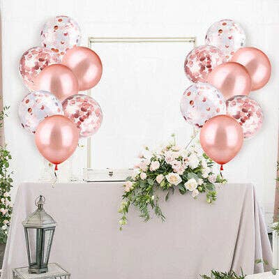 Ellie's Party Supply - Wholesale Balloon - Rose Gold Confetti Balloon Bouquet (8-Pack)1