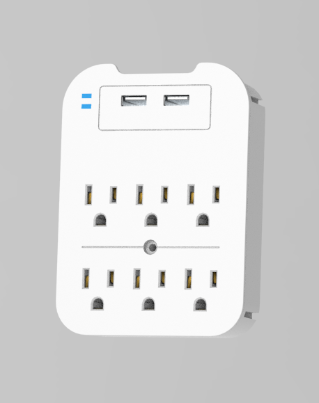 LAX Gadgets - Wholesale Portable Charger - Charge Surge Protector, 6 Outlets/2 USB Ports - Retail Pack9
