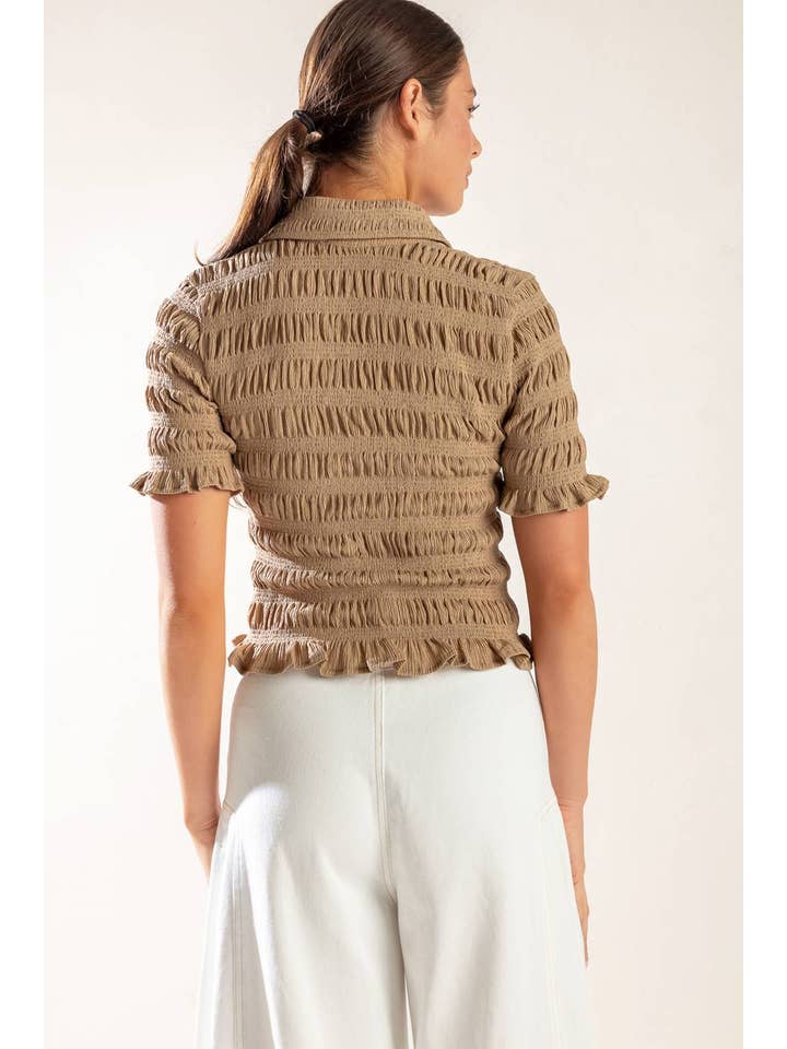 A textured woven top - FT1430 TAUPE for wholesale on Faire