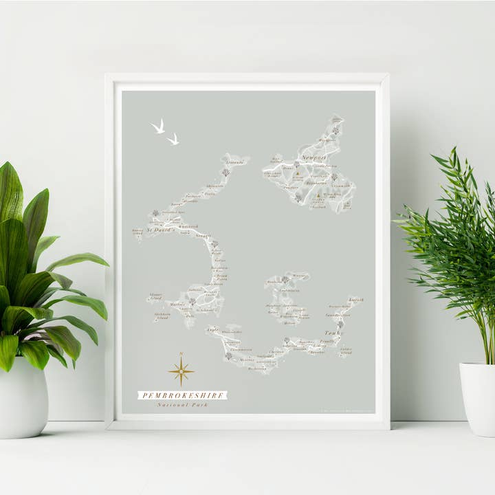 Pembrokeshire Coast National Park Map Print for wholesale by Britain Illustrated