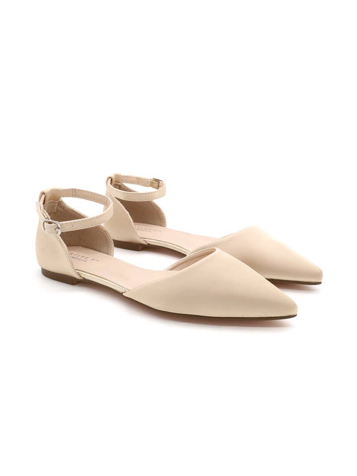 Kailee P. - Wholesale Flats - Women's - Satin Pointy Toe Flats with Ankle Strap34