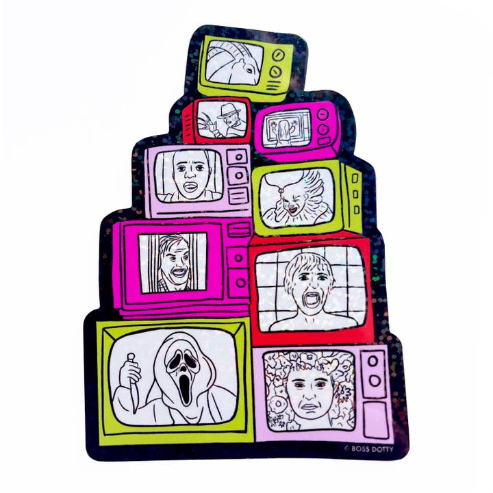 Horror Film Glitter Sticker for wholesale by Boss Dotty Paper Co.