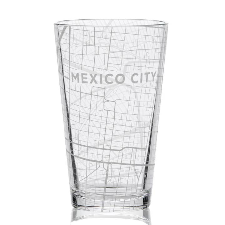 MEXICO CITY, MX Engraved City Street Map 16oz Pint Glasses for wholesale by LumEngrave