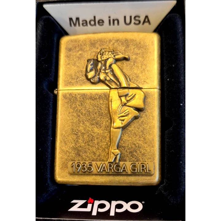 Genial Emblema 3D de Chica Ventosa Varga de Latón Antiguo Zippo para venta al por mayor de Lighter King